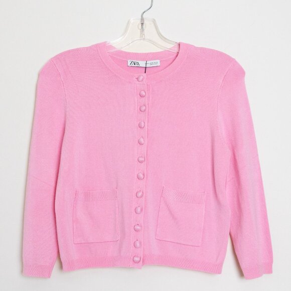 Zara Pink Cardigan Lightweight Soft 3/4 Sleeves XS - Picture 2 of 12